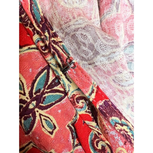 FREE PEOPLE Pink Red Hibiscus Combo Floral Paisley Peplum Top/Blouse Boho XS - Picture 4 of 12